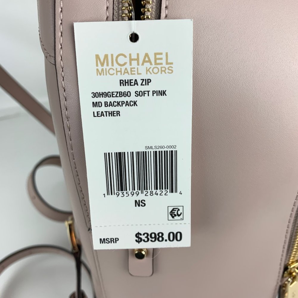 New Michael Kors Rhea Medium Leather Backpack - Picture 6 of 10
